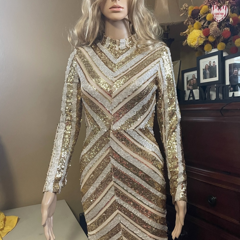 Mini long sleeve turtleneck dress Small